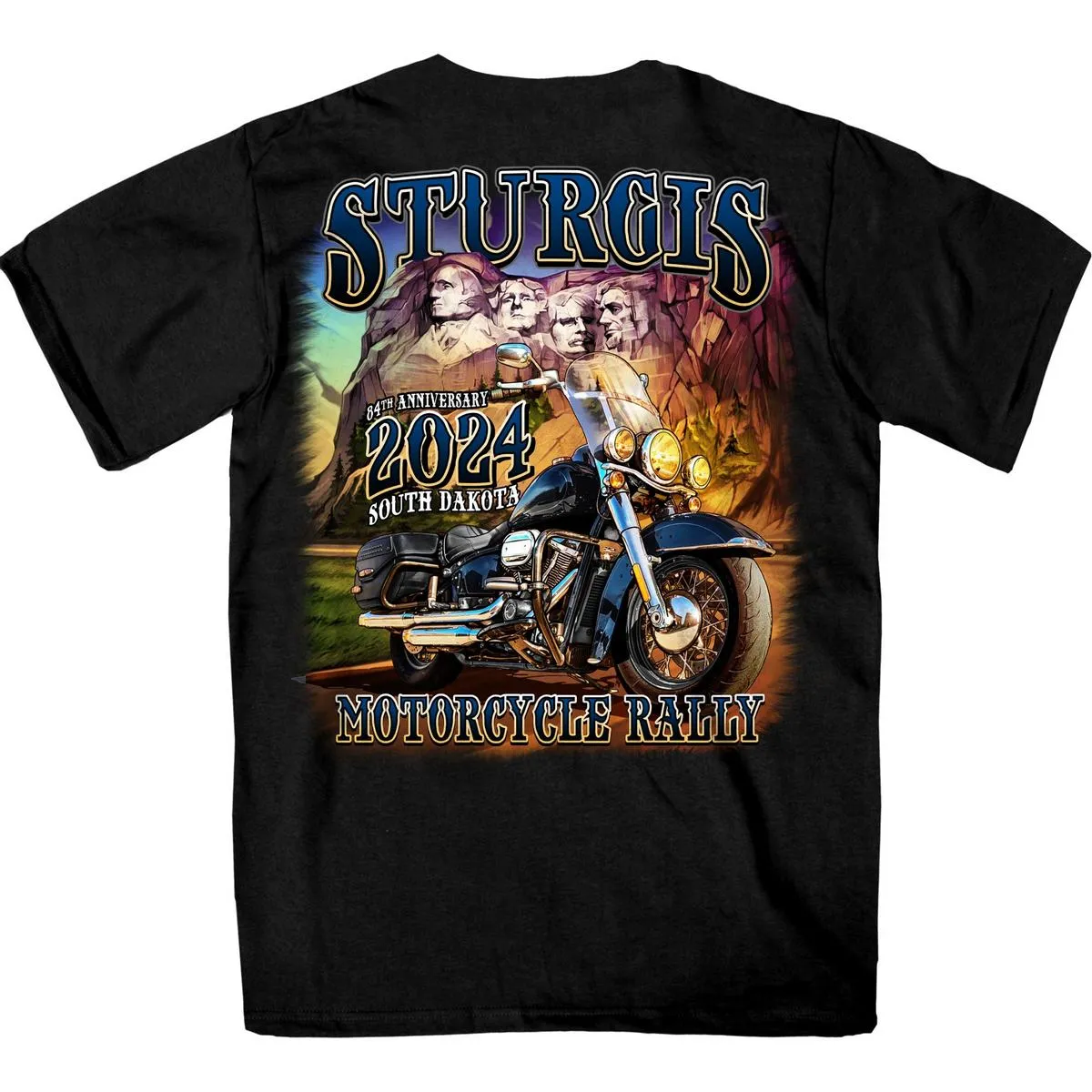 2024 Sturgis Men's Rushmore Black Motorcycle Rally T-Shirt SPB1131