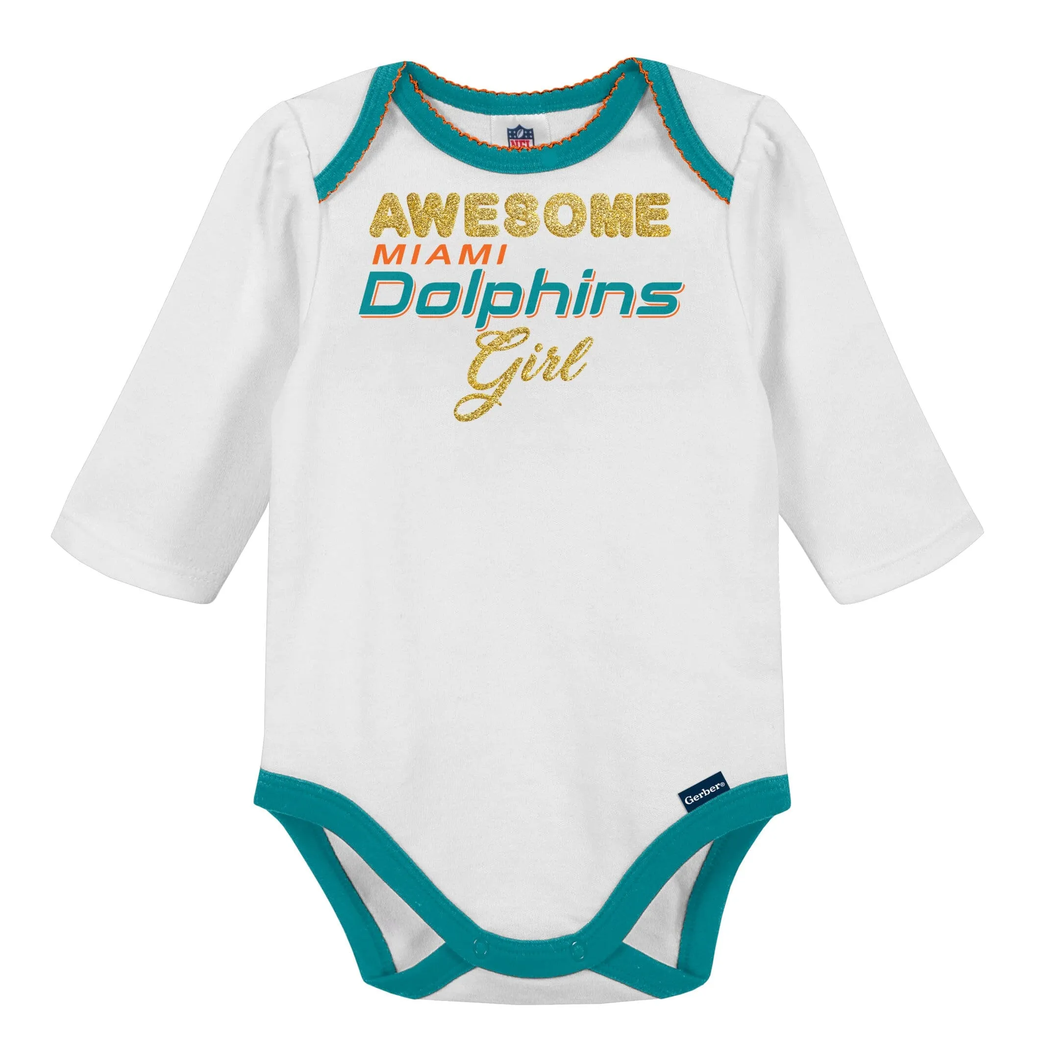 3-Piece Baby Girls Dolphins Bodysuit, Footed Pant, & Cap Set