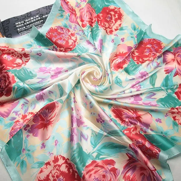 90cm*90cm Free Shipping 2016 Big Size Silk Square Scarf Women Fashion Brand High Quality Imitated Silk Satin Scarves Shawl Hijab