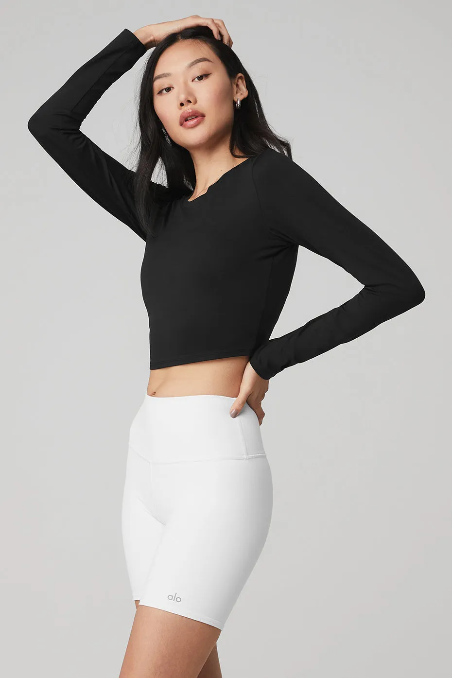 Alosoft Crop Finesse Long Sleeve - Black