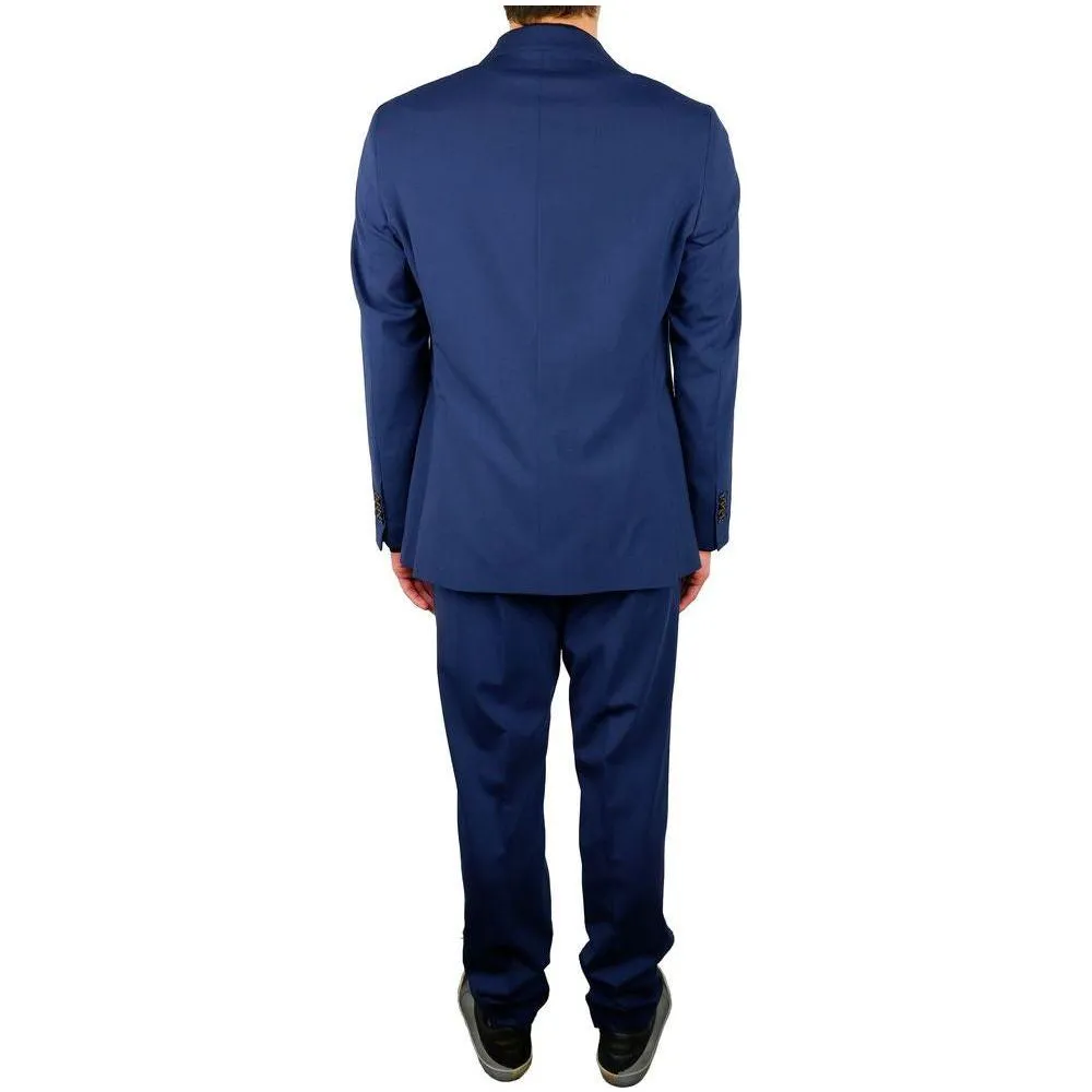 Aquascutum Elegant Blue Wool Blend Two-Piece Suit