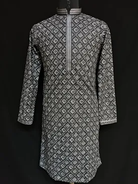 Attractive Black Color Rayon With Schiffli Print Kurta Suits For Men