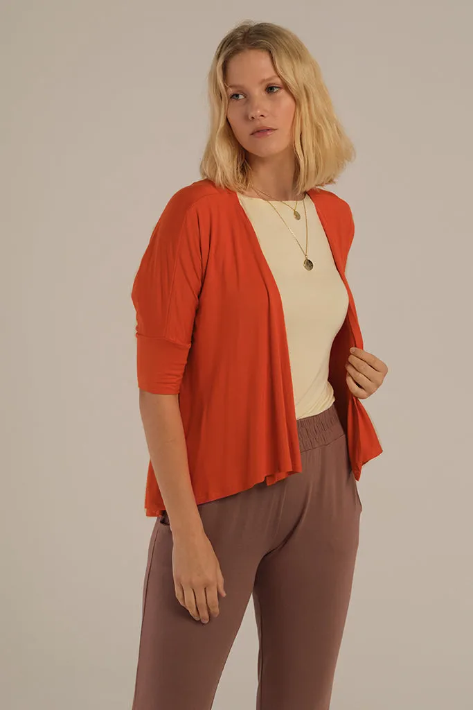 Bamboo Drape Cardi - Flame