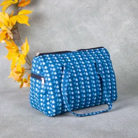 Barrel Handbags Blue color with Dots Design