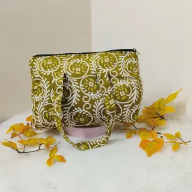 Barrel Handbags Olive Green With White Design