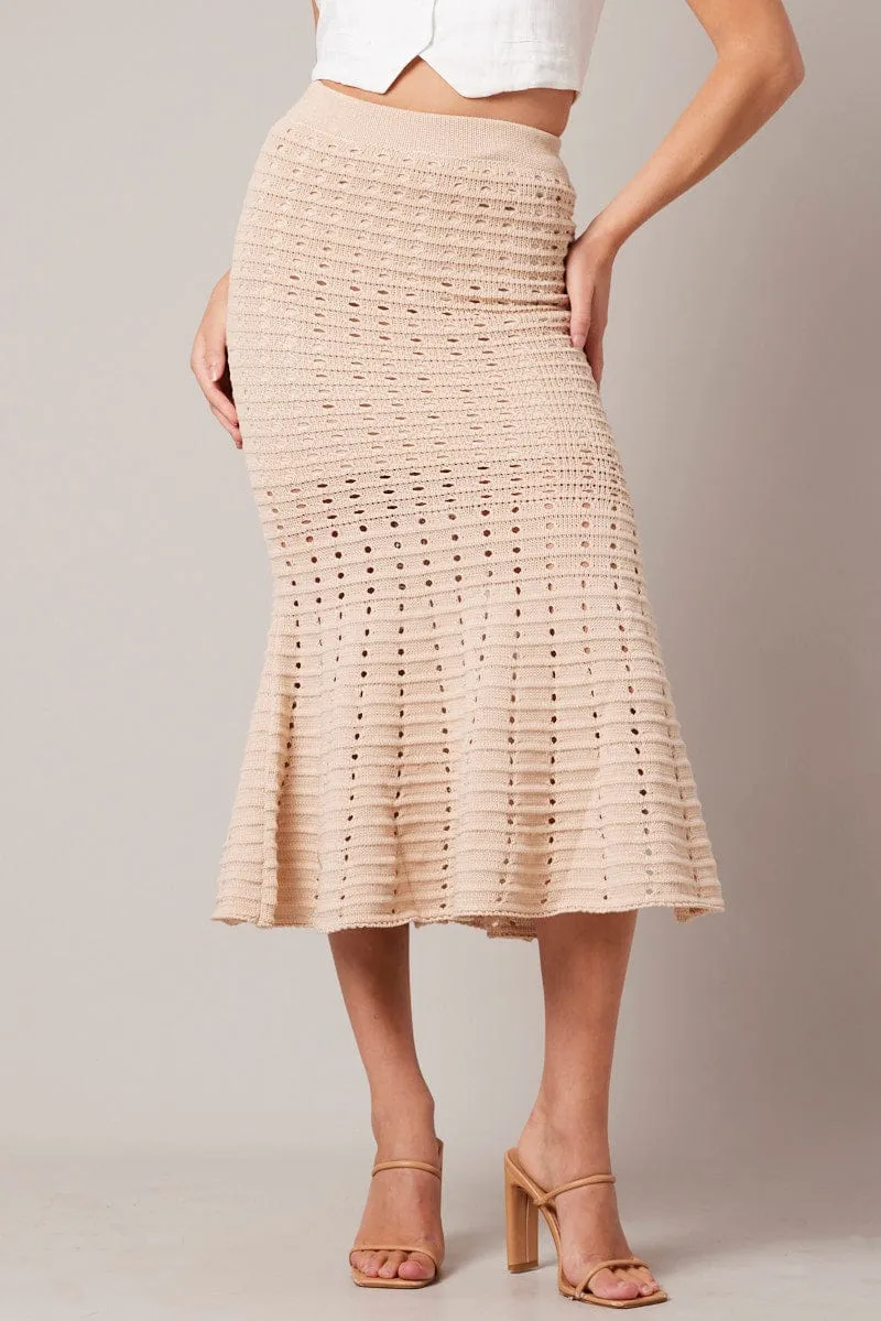 Beige Knit Skirt Crochet