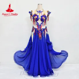 BellyDance Costume Set Customized Luxury Rhinestone Bra Sexy Split Chiffon Long Skirt 2pcs Oriental Dance  Performance Clothing