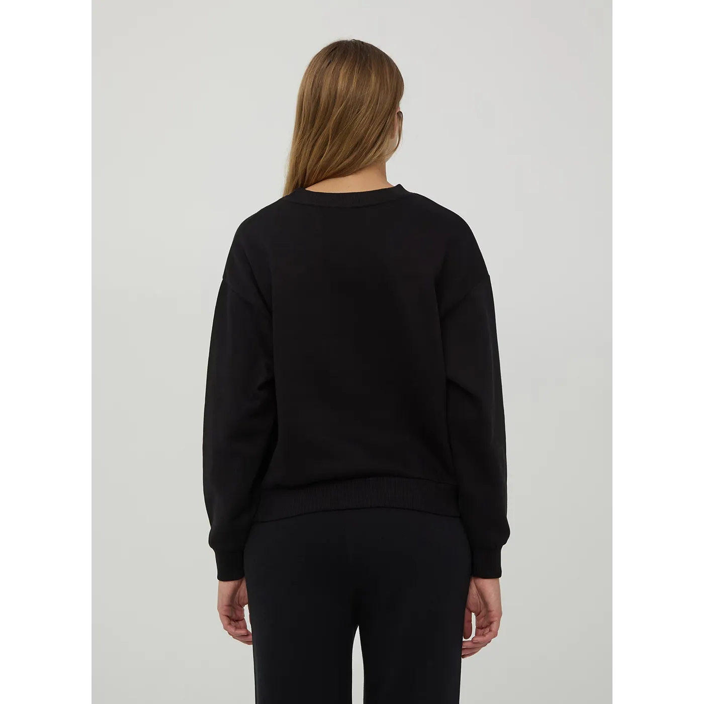 Black Plain Fleece Sweatshirt