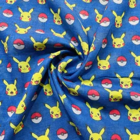 Blue Kids Print Cotton Fabric