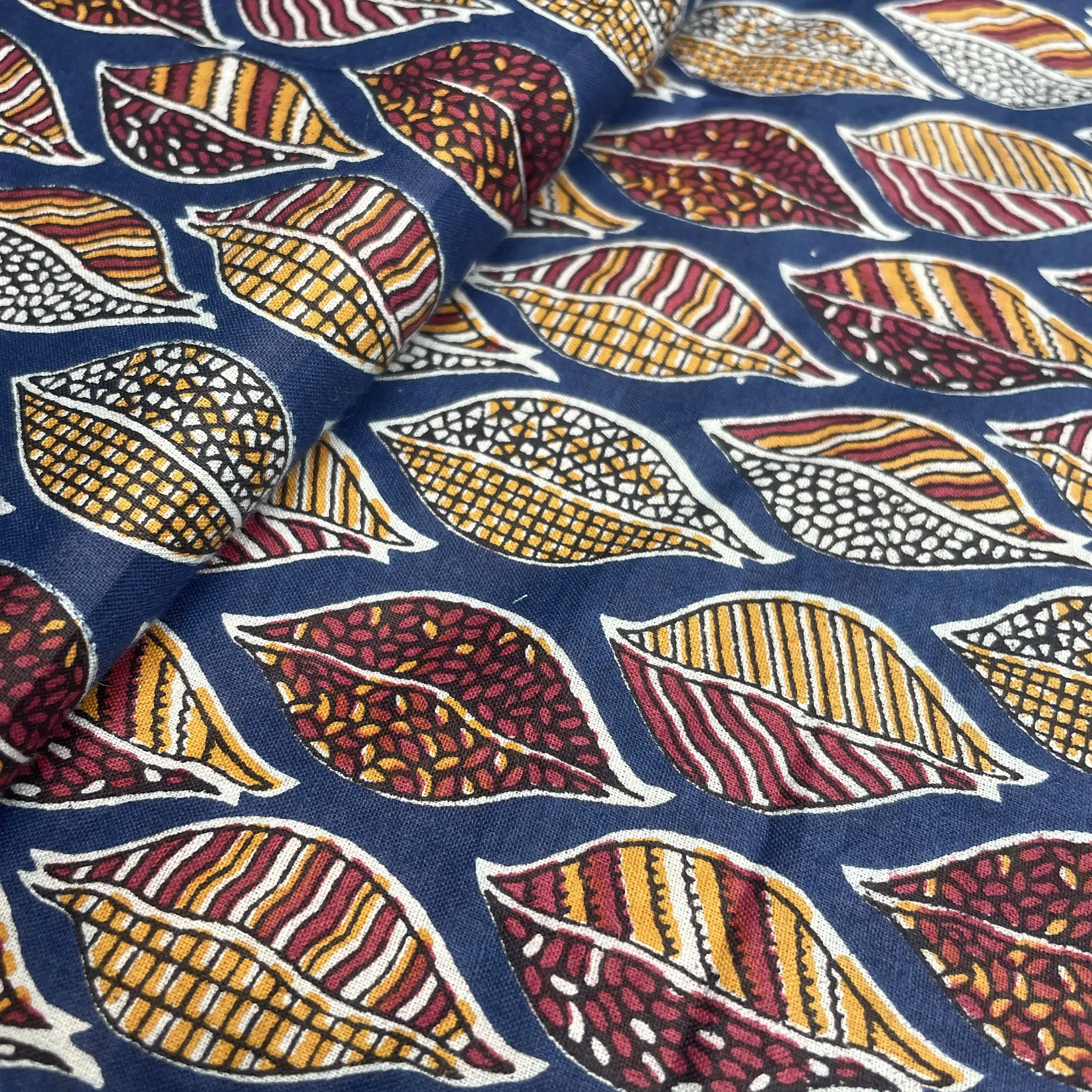 Blue Multicolor Handblock Print Cotton Fabric