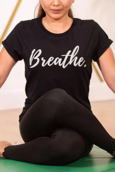 Breathe Black Organic Yoga T-Shirt