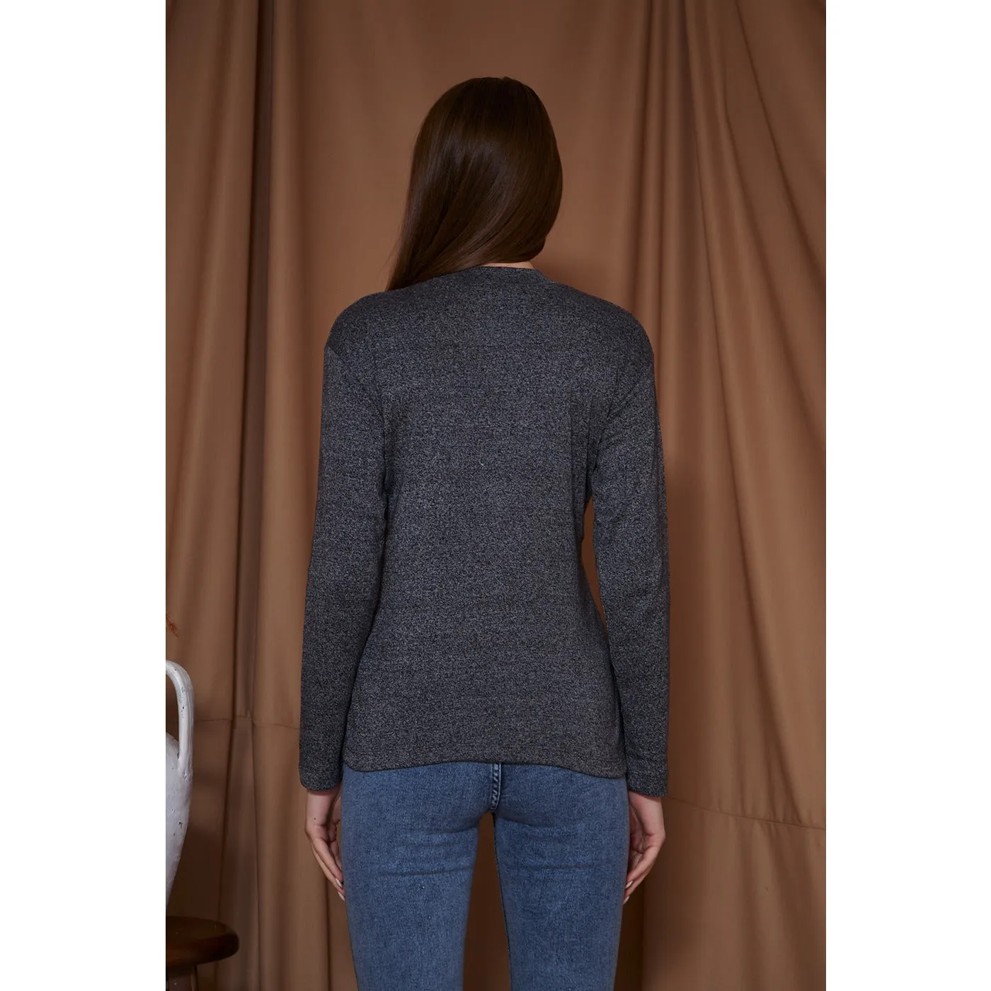 Charcoal Melange Mock neck Sweatshirt