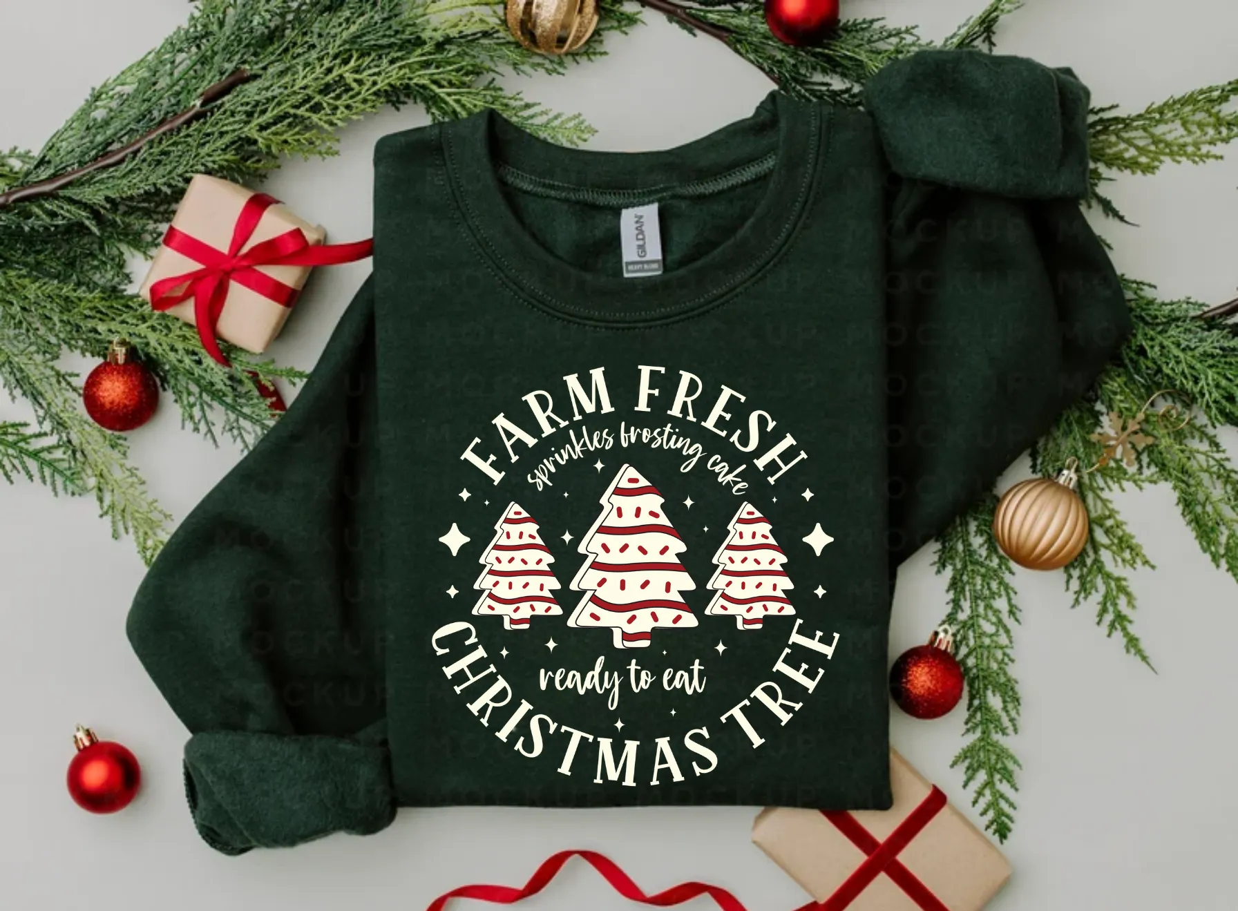 Christmas Cake Tree Farm Christmas Crewneck Sweatshirt