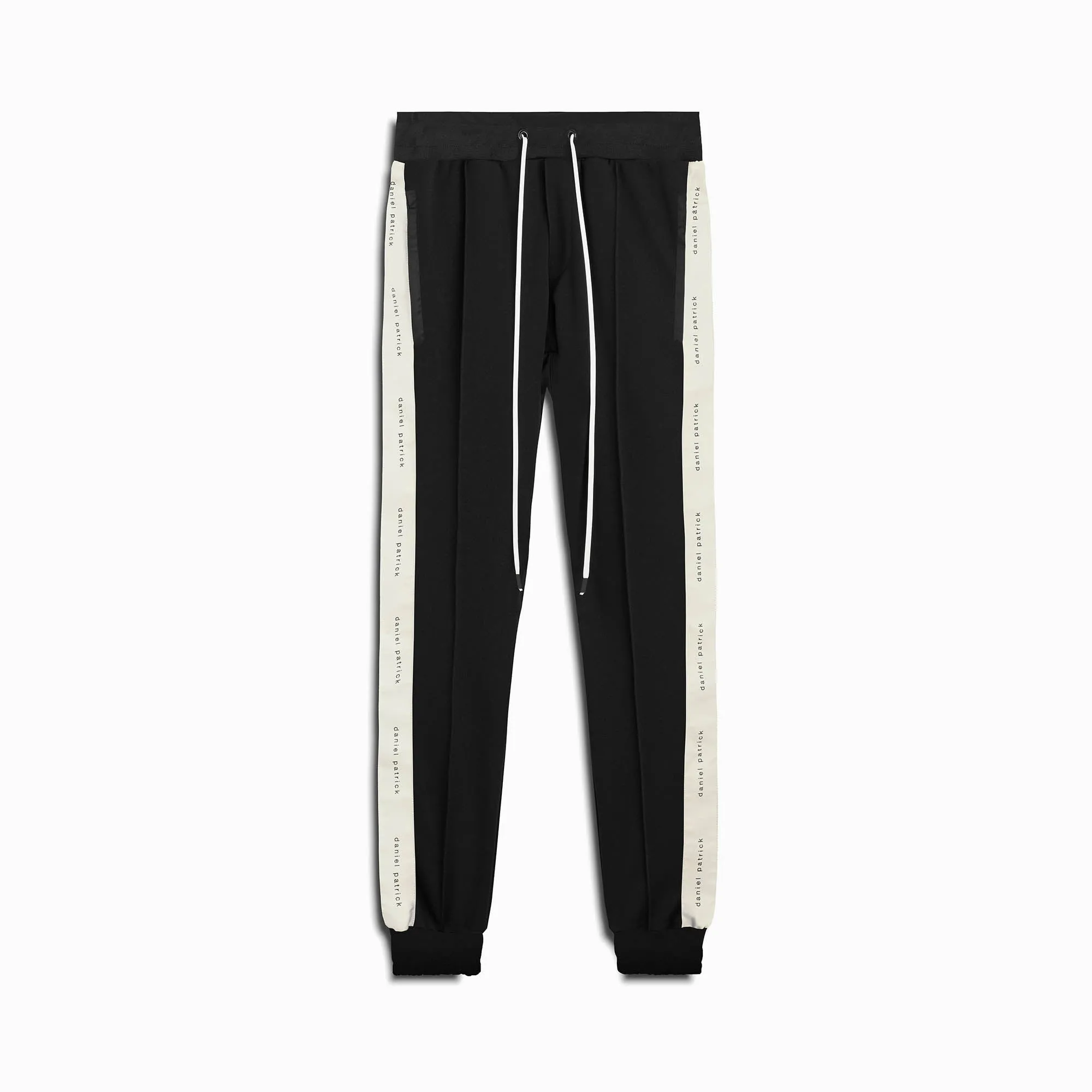 classic slim track pant / black   ivory