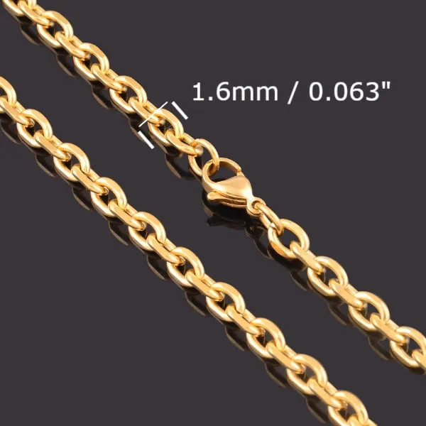 Classy Men 1.6mm Gold Rolo Chain Necklace