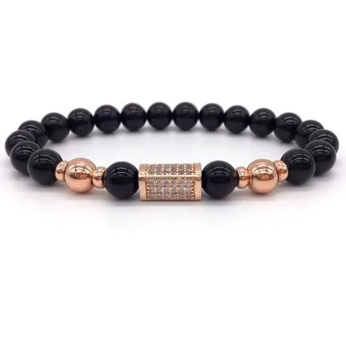 Classy Men Rose Gold/Black Bar Bracelet