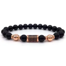 Classy Men Rose Gold/Black Bar Bracelet