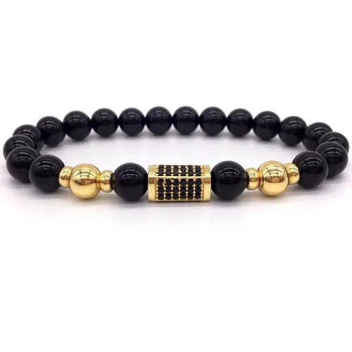 Classy Men Rose Gold/Black Bar Bracelet