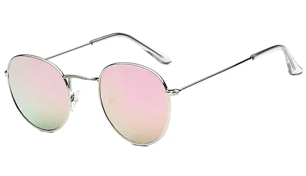 Classy Men Round Sunglasses Pink Mirror