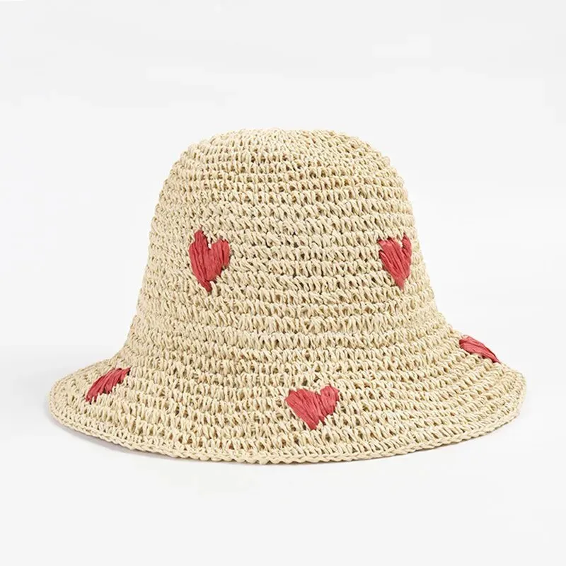 Crochet Bucket Hats with Hearts or Roses