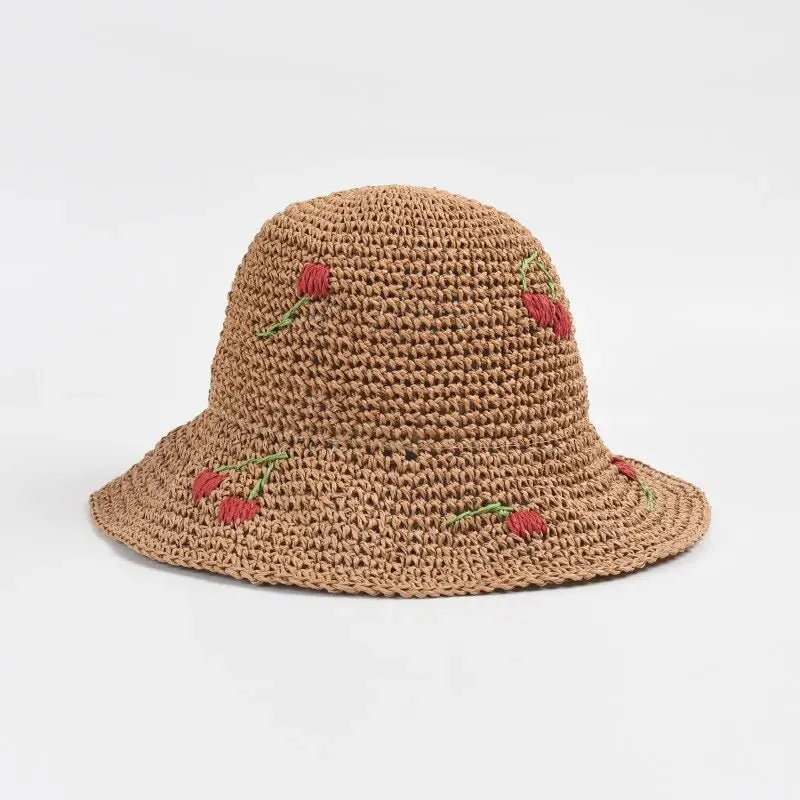 Crochet Bucket Hats with Hearts or Roses