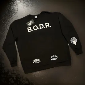 *CROOKS & CASTLES* (BLACK) ~B.O.D.R.~ CREWNECK SWEATSHIRTS FOR MEN (SNOOP DOGG COLLAB)