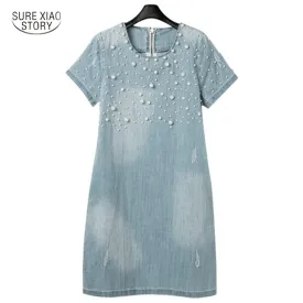 Denim Jeans 2017 Hot Sale Summer Casual Women Dress Fashion Dresse Vestidos Cotton Dresses Women Clothing Plus Size M-5XL c19-c