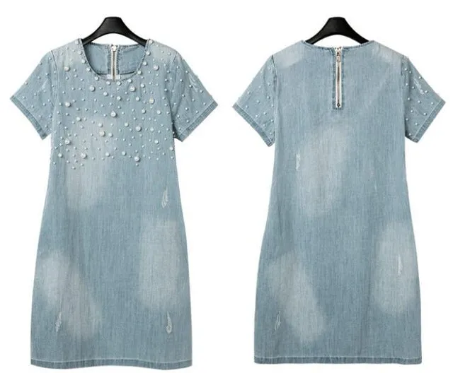 Denim Jeans 2017 Hot Sale Summer Casual Women Dress Fashion Dresse Vestidos Cotton Dresses Women Clothing Plus Size M-5XL c19-c