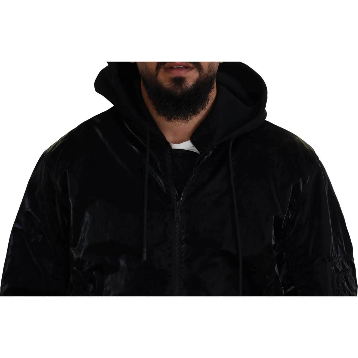 Dolce & Gabbana Elegant Black Bomber Hooded Jacket