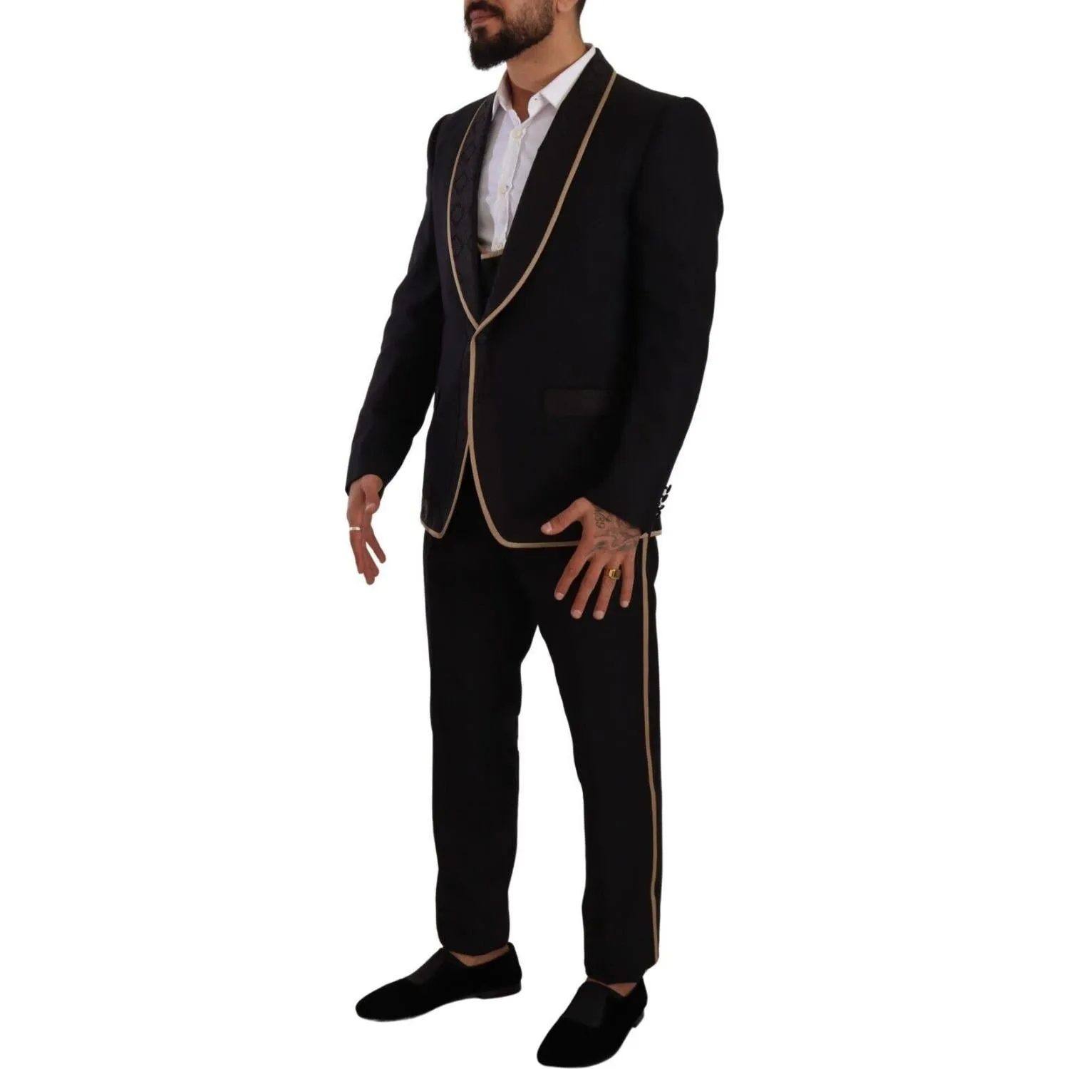 Dolce & Gabbana Elegant Black Silk Blend 3-Piece Suit