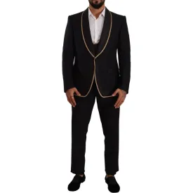 Dolce & Gabbana Elegant Black Silk Blend 3-Piece Suit