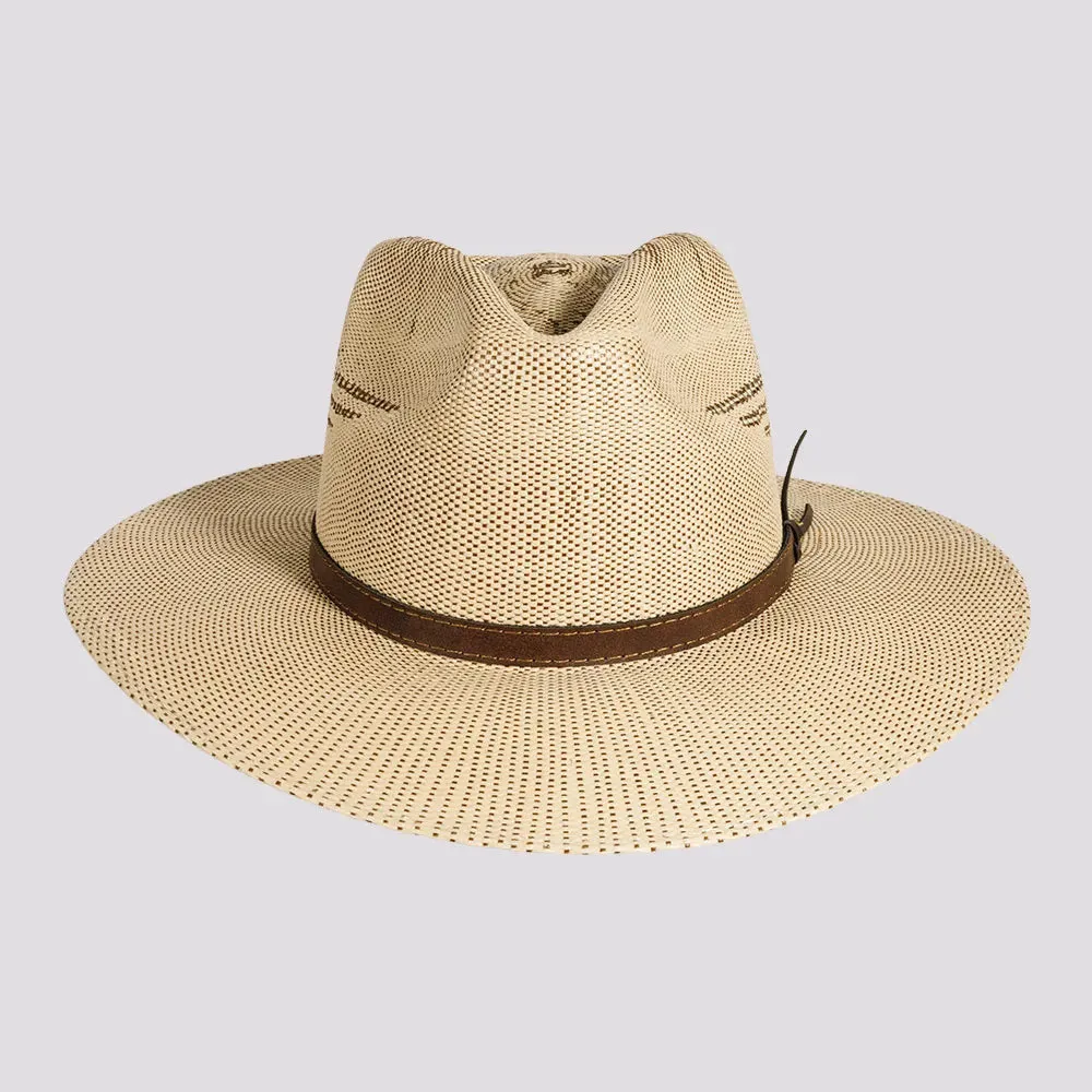 Dover | Womens Bangora Straw Flat Brim Pinch Front Sun Hat