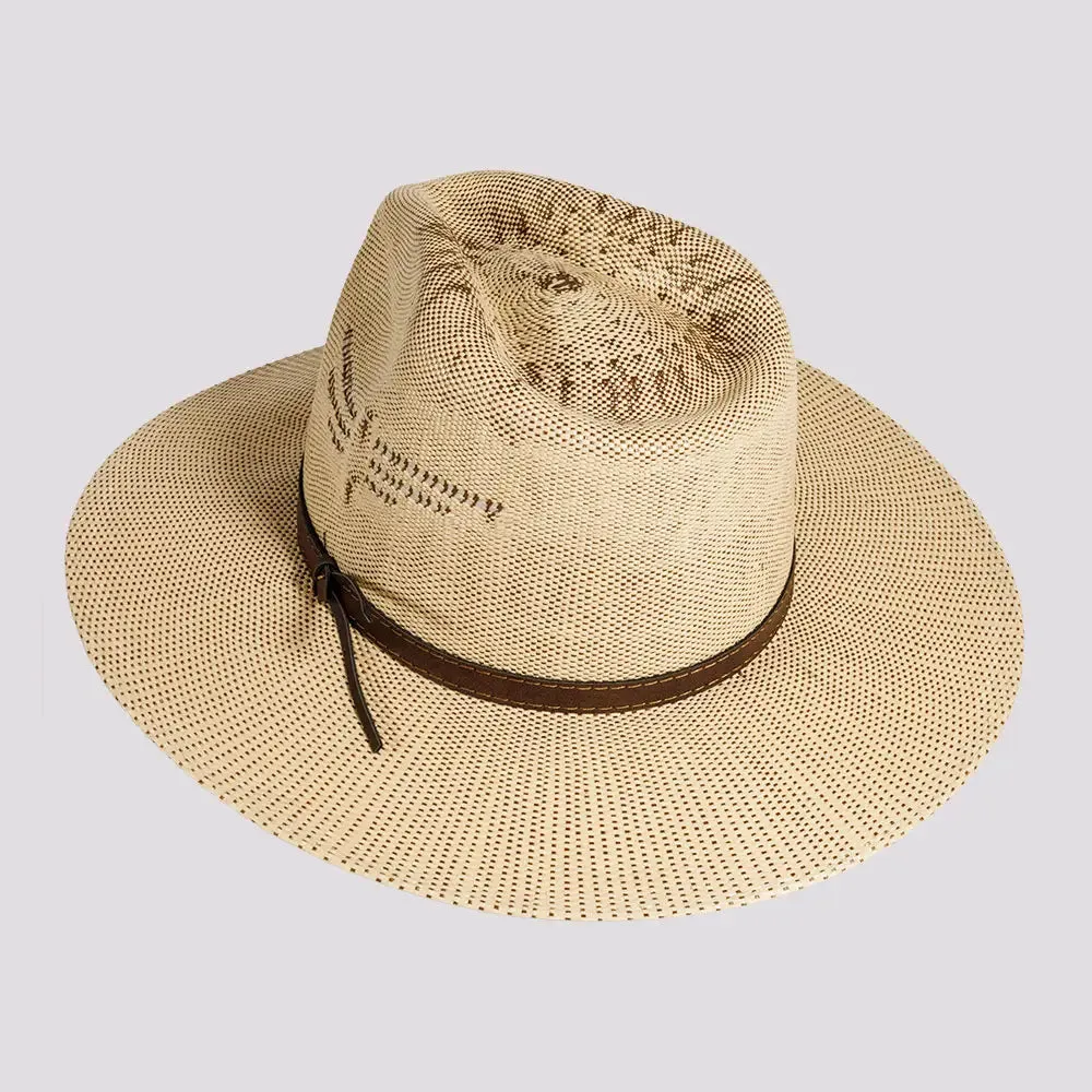 Dover | Womens Bangora Straw Flat Brim Pinch Front Sun Hat