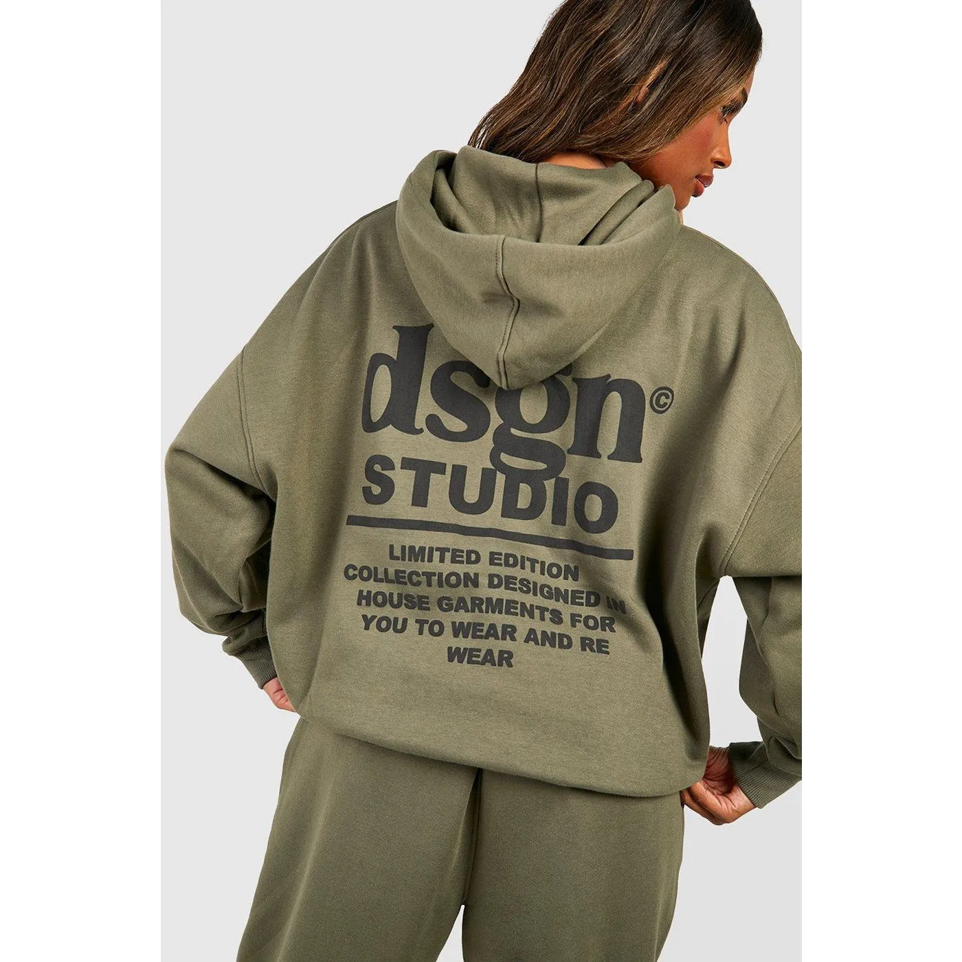 DSGN SPRTS Puff Printed Khaki Hoodie