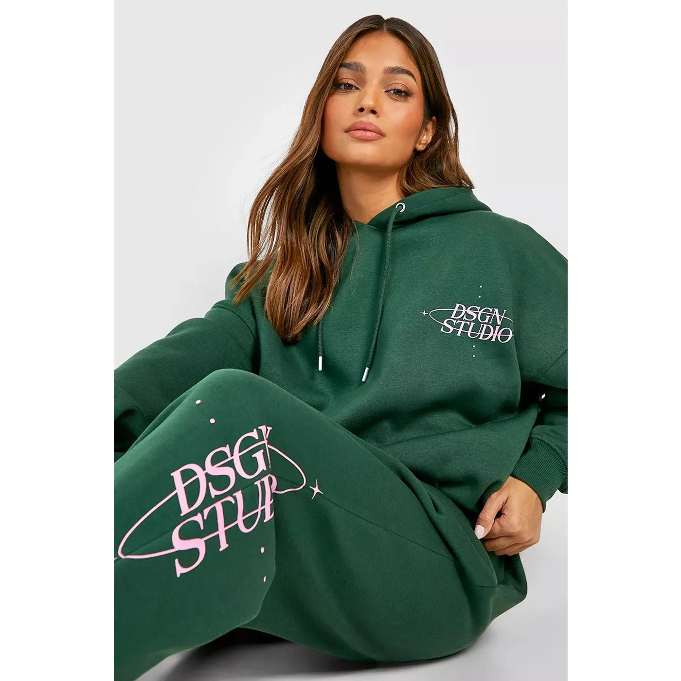 DSGN STUDIO Slogan Green Hoodie