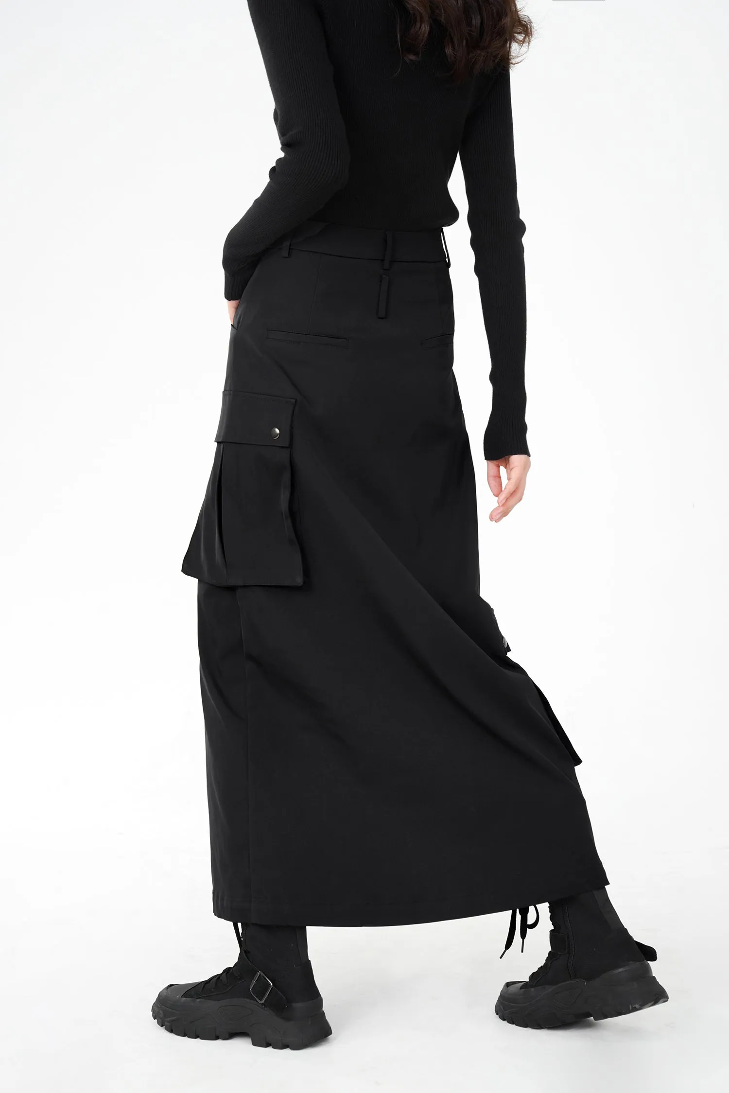 EIGHTHMONTH women's black work half skirt autumn new niche chic long skirt