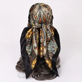 Elegant Vintage Paisley Scarf Chic Imitation Silk Bandana