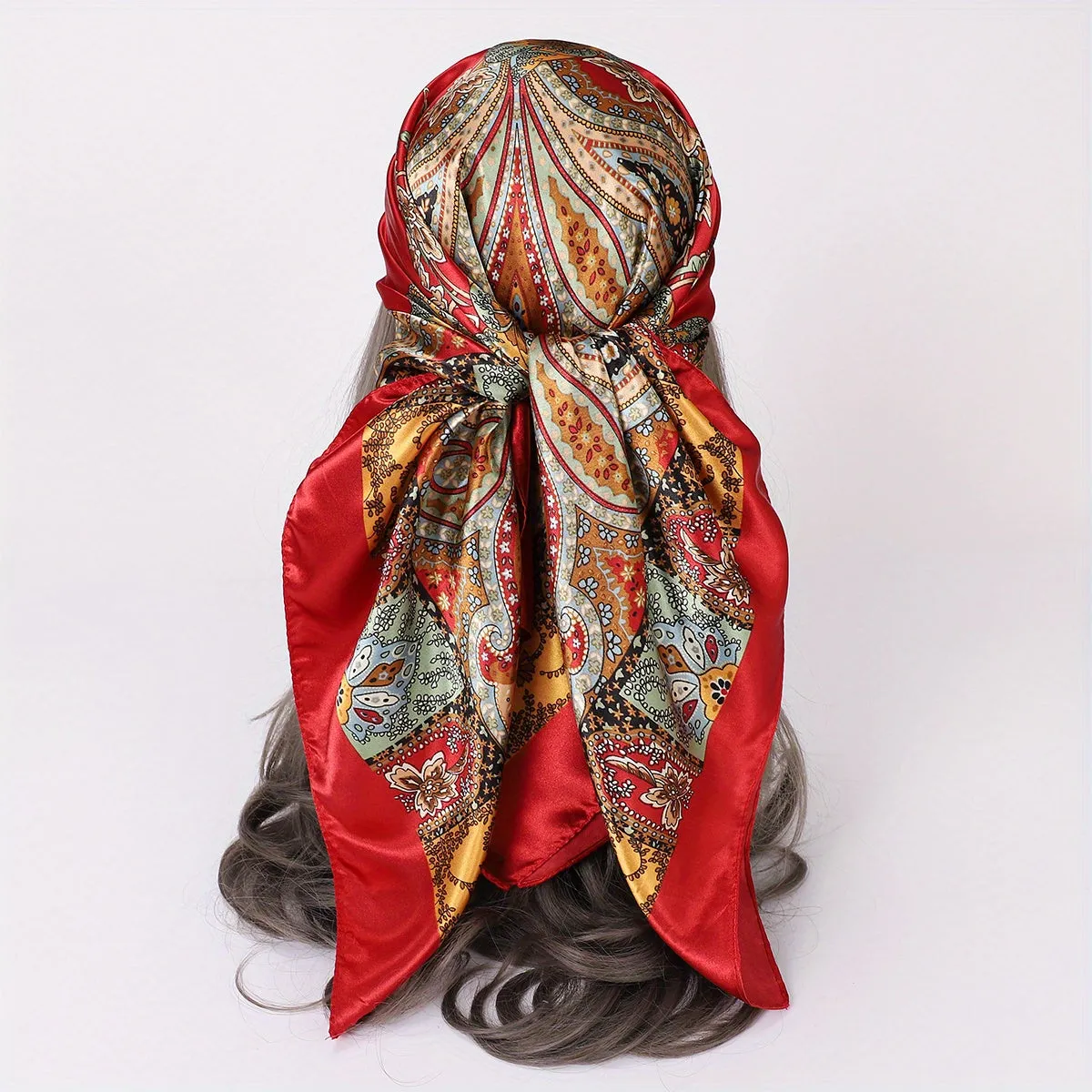 Elegant Vintage Paisley Scarf Chic Imitation Silk Bandana