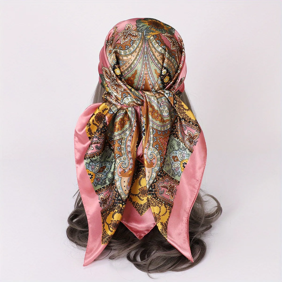 Elegant Vintage Paisley Scarf Chic Imitation Silk Bandana