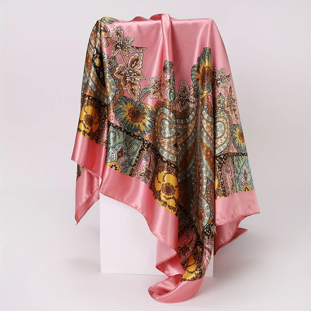 Elegant Vintage Paisley Scarf Chic Imitation Silk Bandana