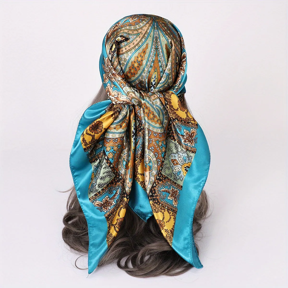 Elegant Vintage Paisley Scarf Chic Imitation Silk Bandana