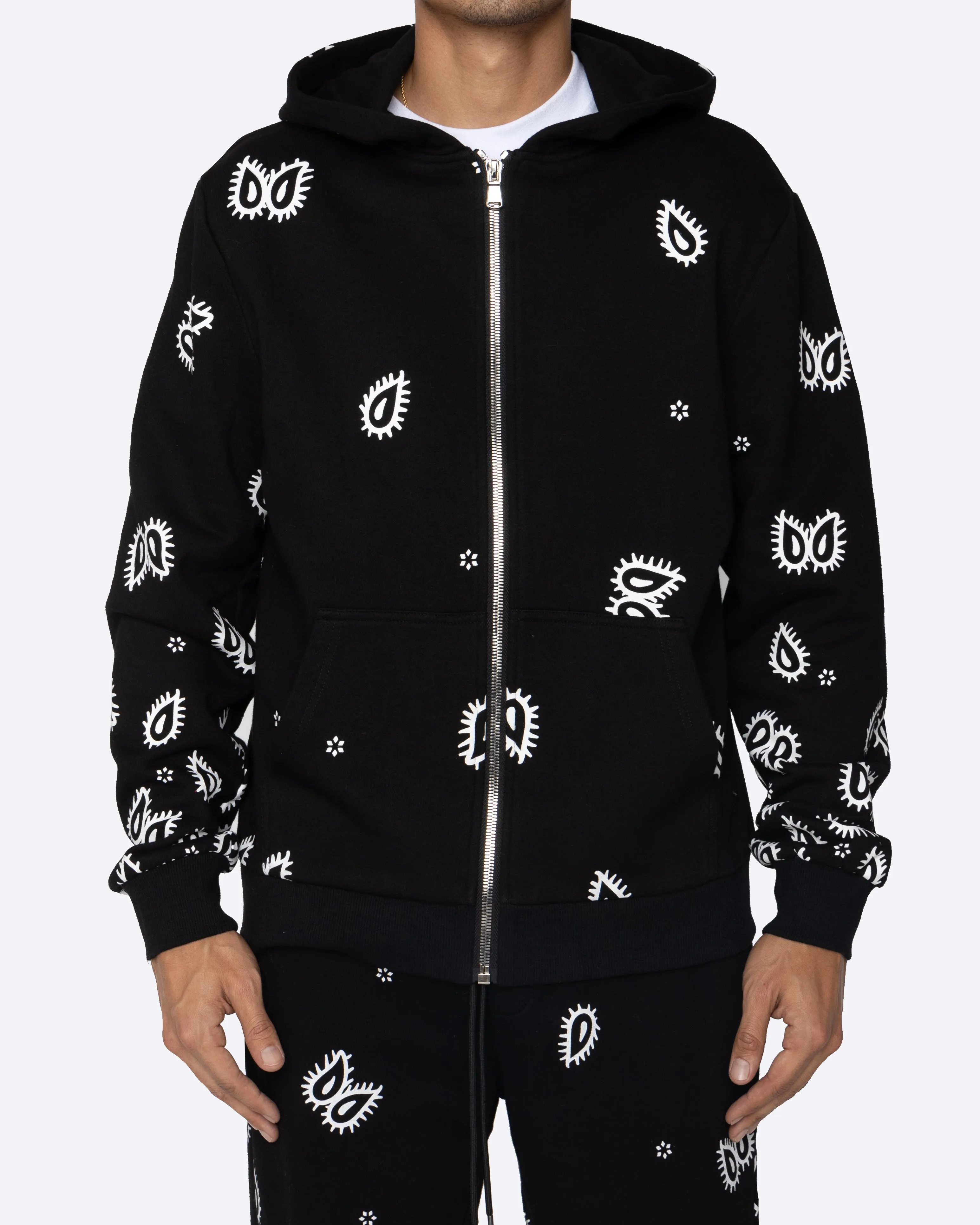 EPTM AMOEBA PRINT ZIP HOODIE-BLACK