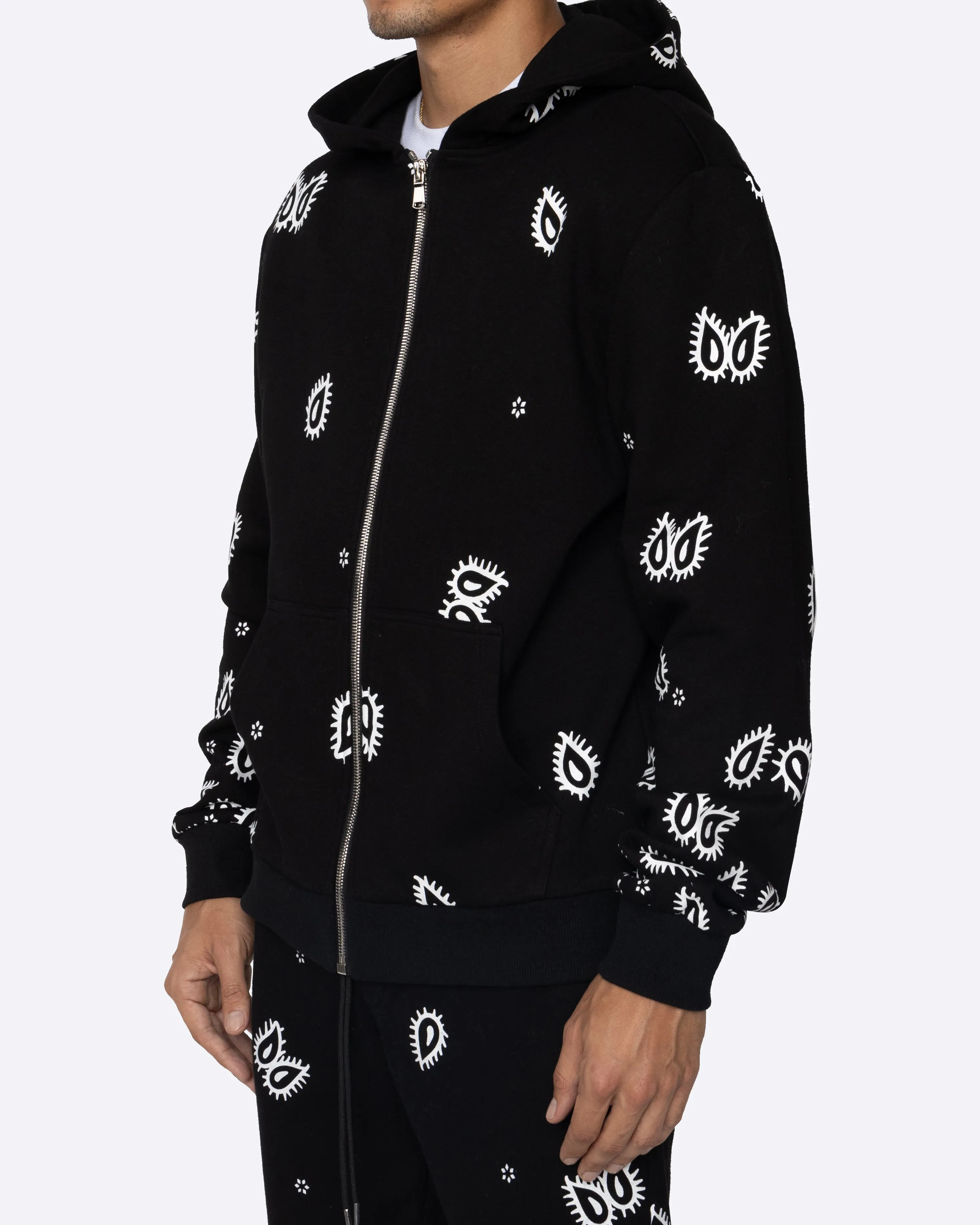 EPTM AMOEBA PRINT ZIP HOODIE-BLACK