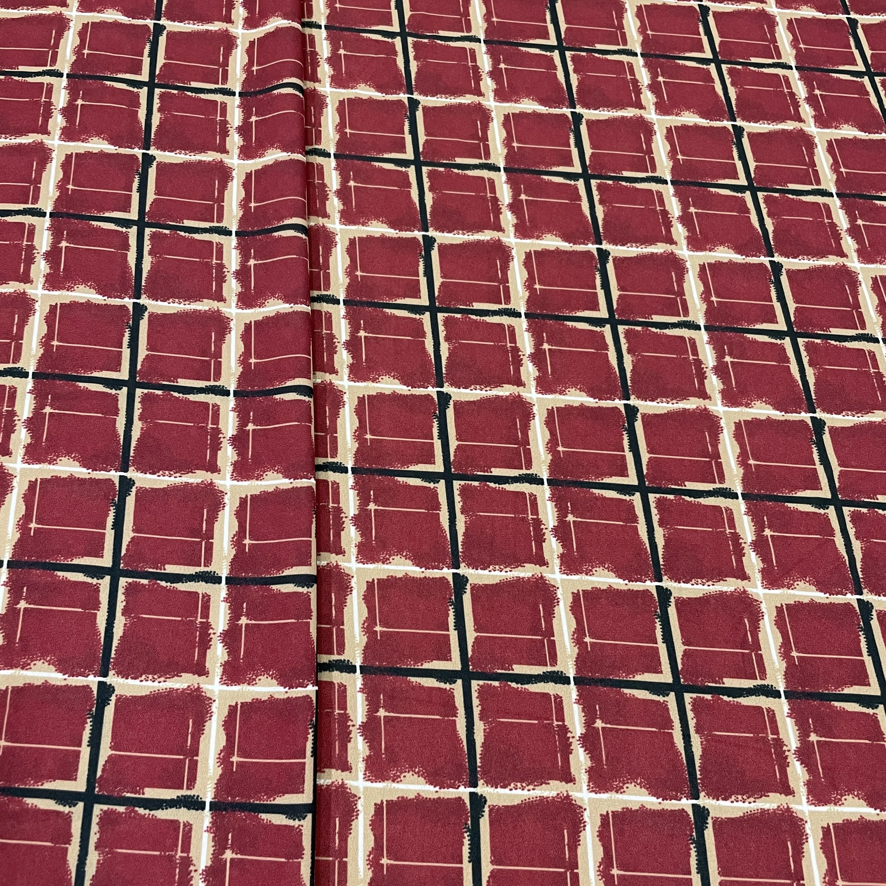 Exclusive Red Check Print Georgette Fabric