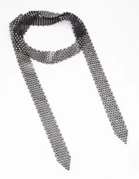 Fabric Skinny Diamante Tie Scarf