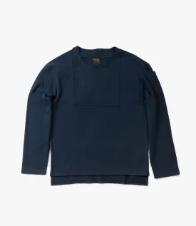 Fisherman Boat Neck Shirt - Bib Neck - Navy