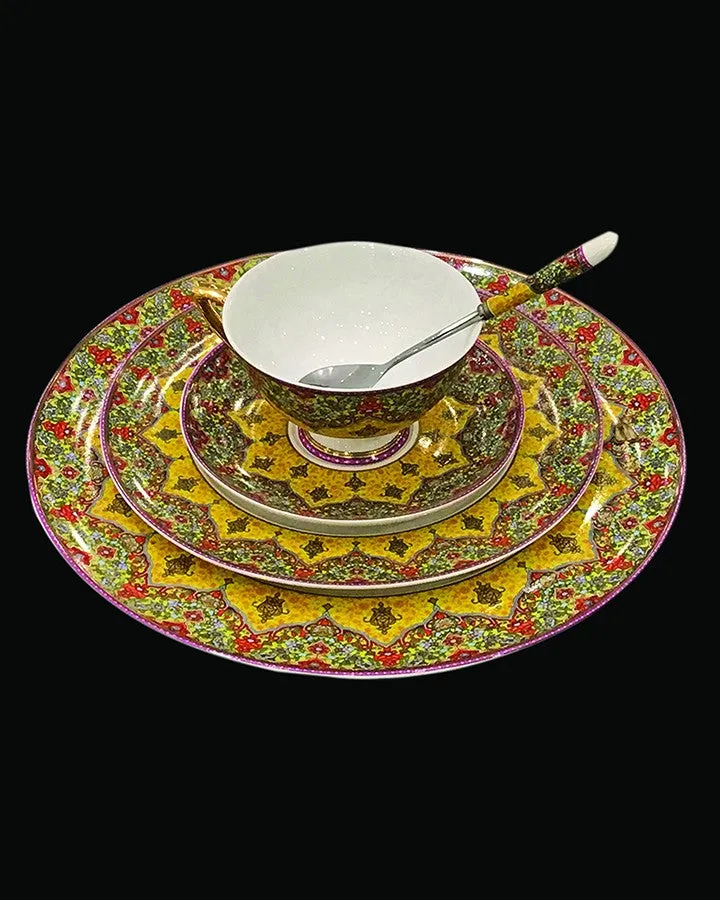 Florris Yellow Dinner and Tea Set