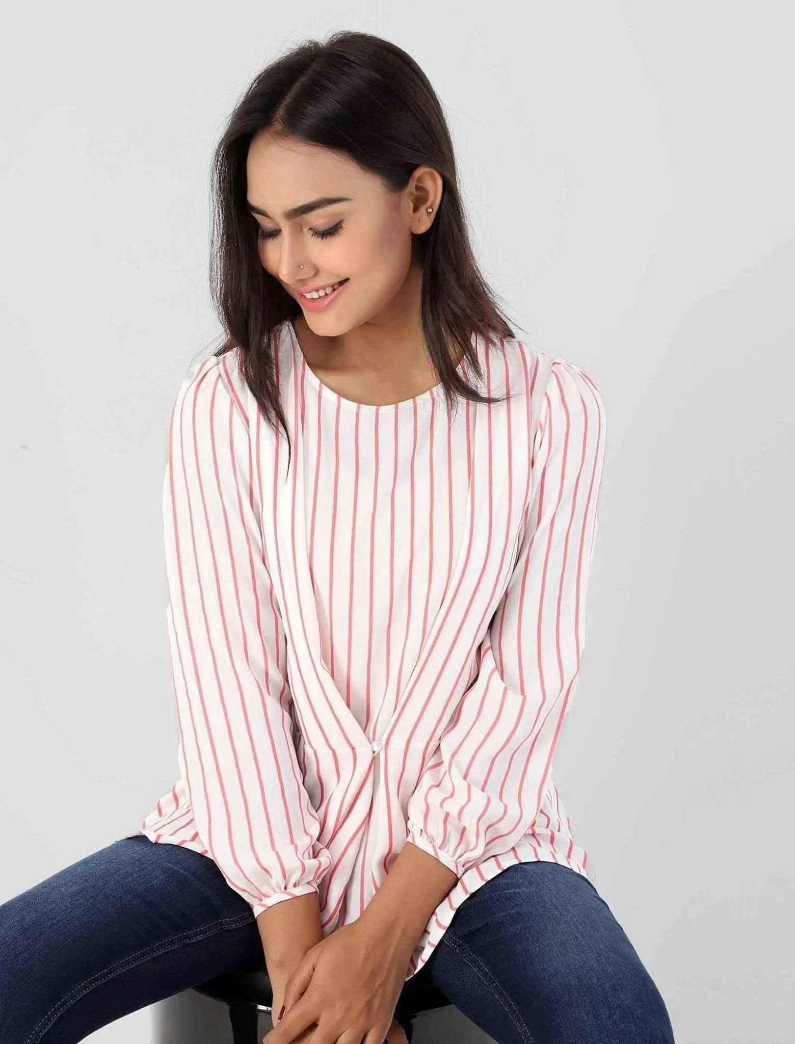 Georgette Top With Stripe