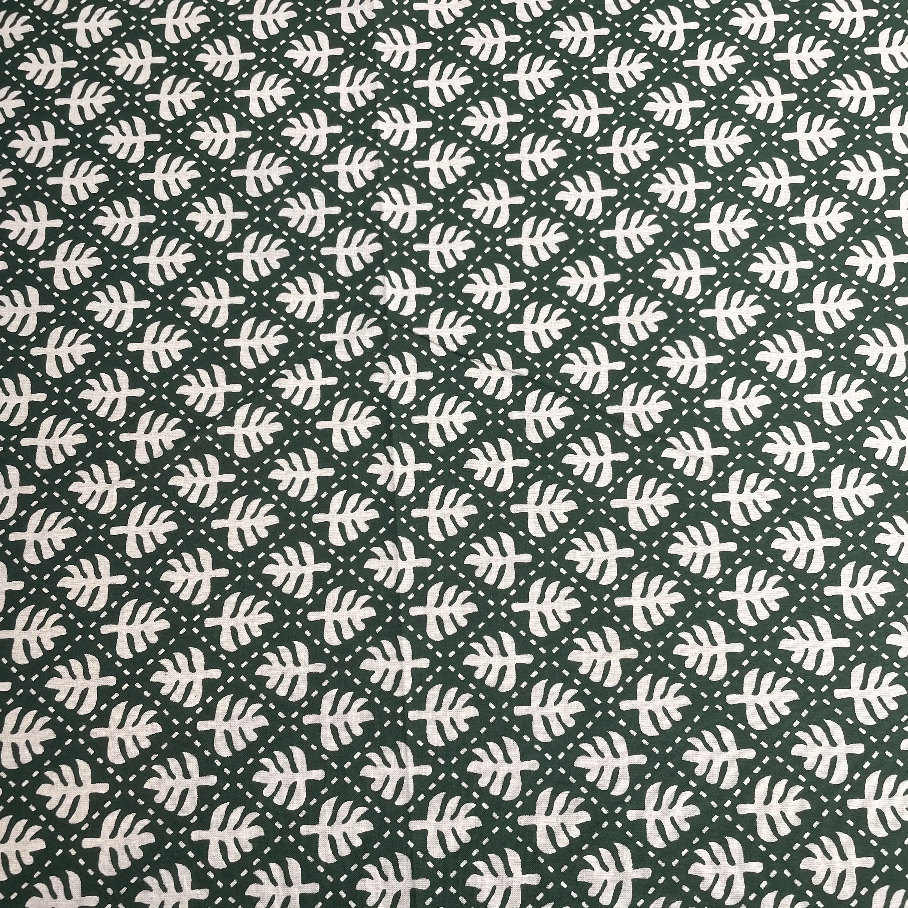 Green Dabu Print Cotton Fabric