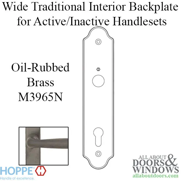 HOPPE Wide Traditional Interior Backplate M3965N for Active/Inactive Handlesets - Oil-Rubbed Brass